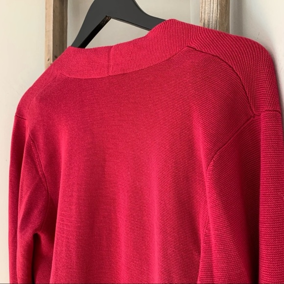 Eileen Fisher Tencel Silk Blend Angled Cardigan Radish Size Medium - Picture 9 of 15